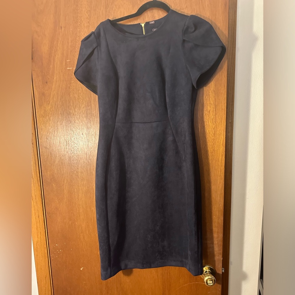 Work dress from Calvin Klein. Size 10. Dark Blue and velvet material